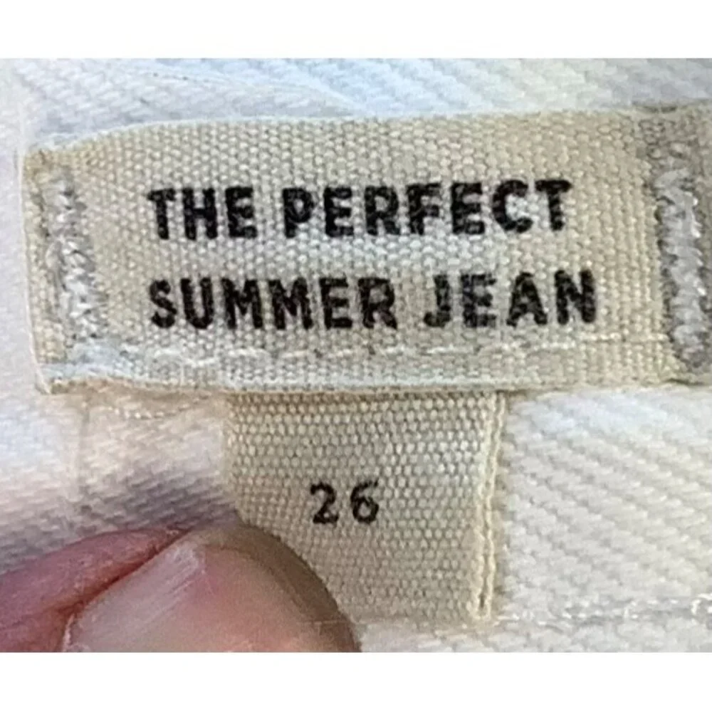 Madewell Perfect Summer Jean 26 White High Rise Straight Cropped Frayed Hem - Picture 4 of 7